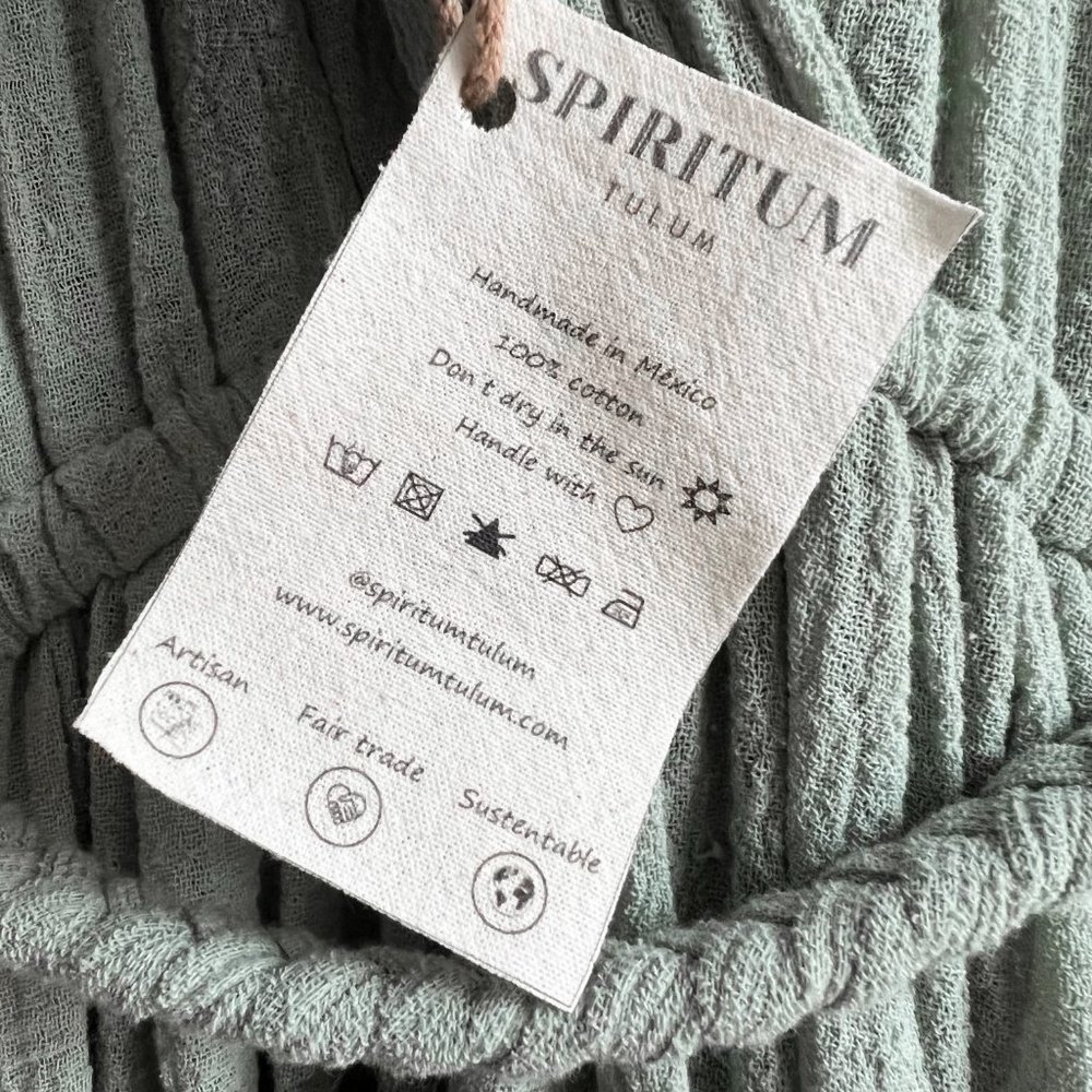 Spiritum Tulum sustainable mint green Izamal bohemian beach coverup dress - Picture 5 of 6